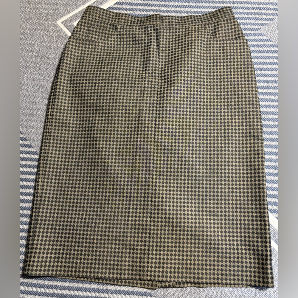 Classiques Entier Green with Black Squares Skirt Size 8